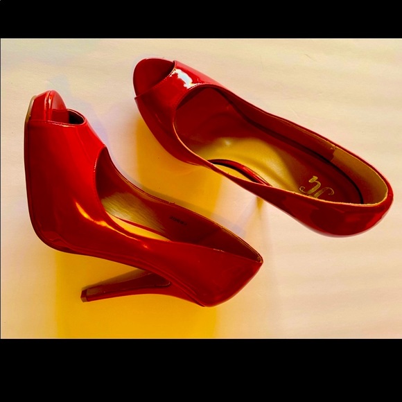 JGoods Shoes - Cherry Red Peep Toe Stilettos